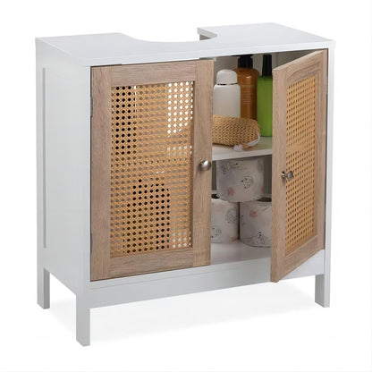 Relads Sink Base Cabinet with Rattan Doors Washbasin Cabinet