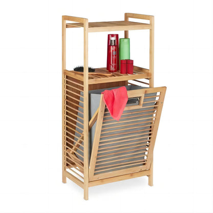 Nonari Bamboo Bathroom Shelf with Laundry Basket