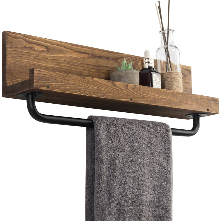 WAYBATH0244BRN Wood Wall Towel Rack